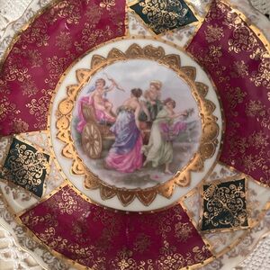Elegant Gold and Red Decorative Plate